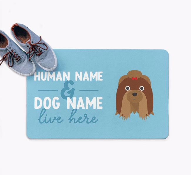 Human & Dog Live Here: Personalized {breedFullName} Doormat